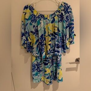 Lilly Pulitzer Blue, Yellow & Aqua Floral Romper